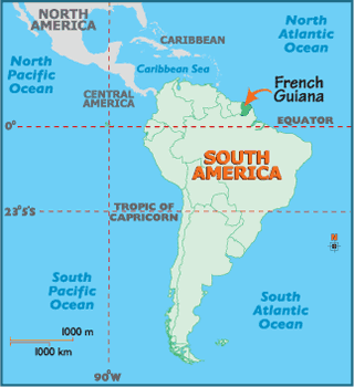 Französisch Guayana karte sud amerika